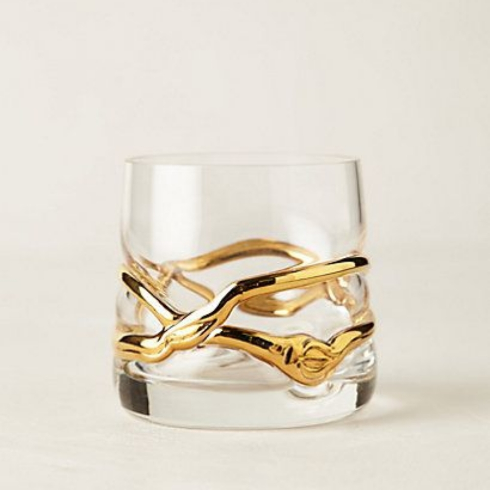 ISO Anthropologie Glimmer Wrapped Old Fashioned Glass Drinkware
